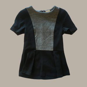J. Crew Black Gray Colorblock Peplum Top XXS